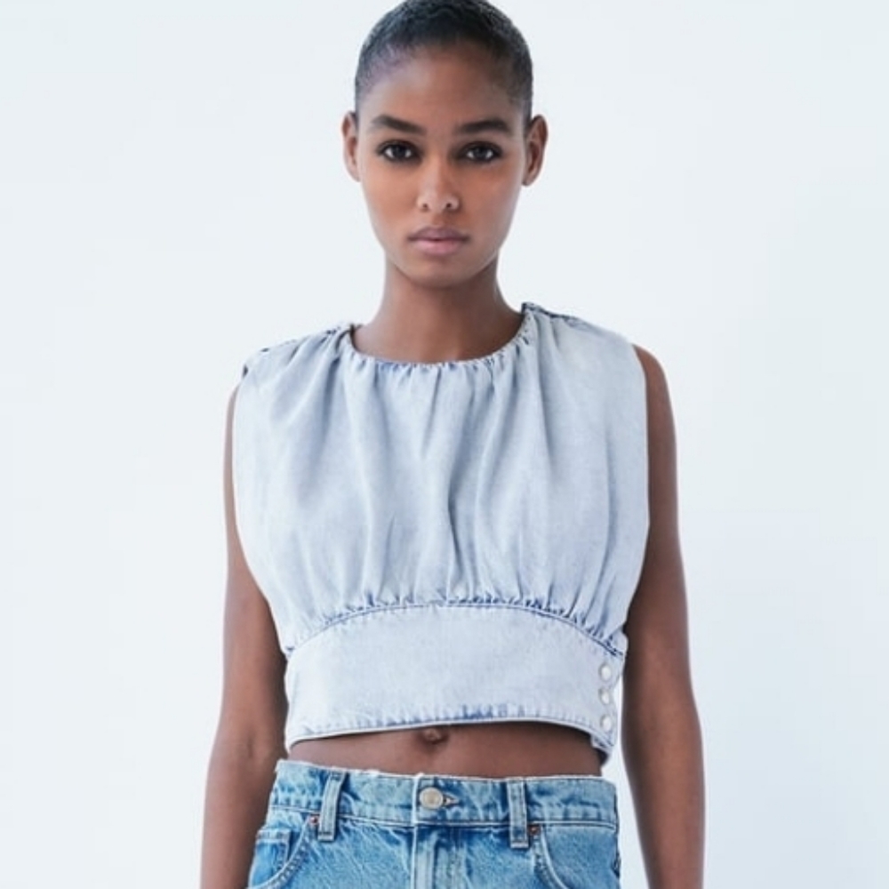 Zara Draped Denim Top